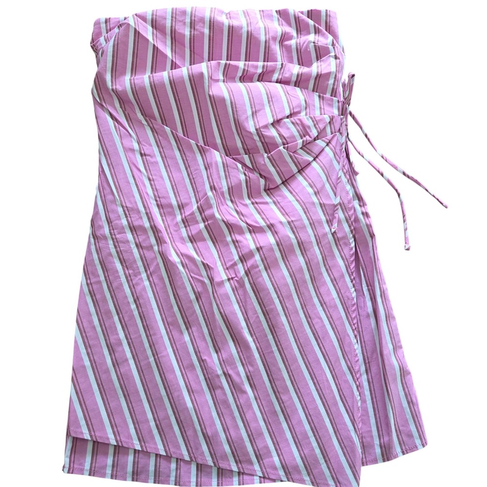 Wild Fable NWT Pink Stripe Strapless Wrap Midi Dress Women's Small